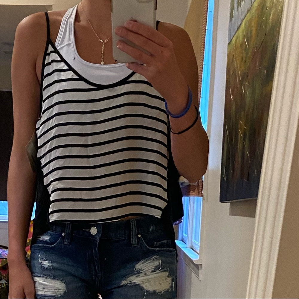 Black and white stripe tank